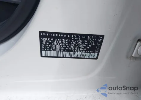 2017 Volkswagen Jetta 1.8T Sport из США, поврежденный, VIN 3VWD17AJ9HM306375